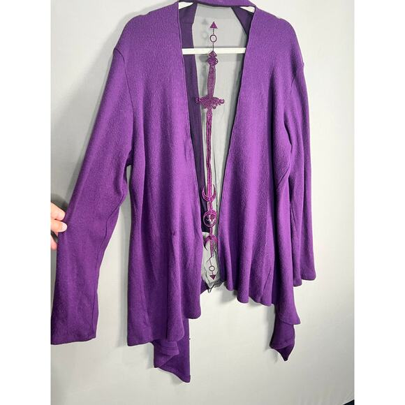 Midnight Hour Moon Sword Embroidered Purple Cardigan Sz XXL Whimsy Goth Fairy - Picture 7 of 13